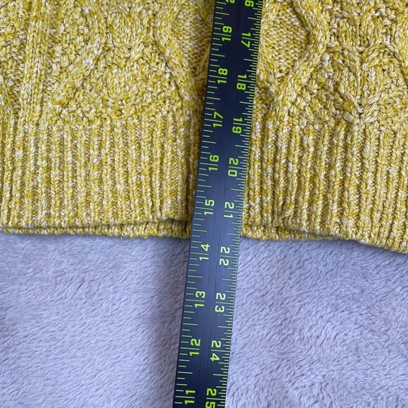 Banana Republic Woman's Cable Knit Sweater XS Yellow Long Sleeve Pullover Soft C - Picture 2 of 10